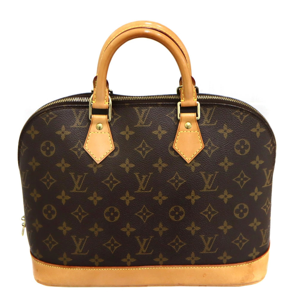 Louis Vuitton Alma Monogram Top Handle Bag Canvas Leather Brown